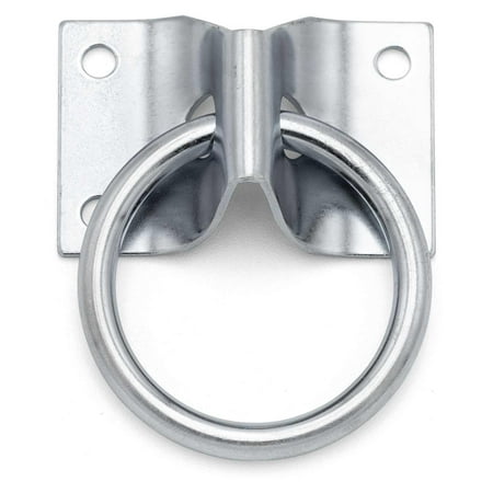 Jeffers Cross Tie Ring – Zinc Plated Steel Mounting Plate with 2" Ring for Barns, Stables, Trailers – Tie Down Hardware for Horses, Goats, Cattle, Pets, Rope, Lead, Halter, Bucket, Hook Use