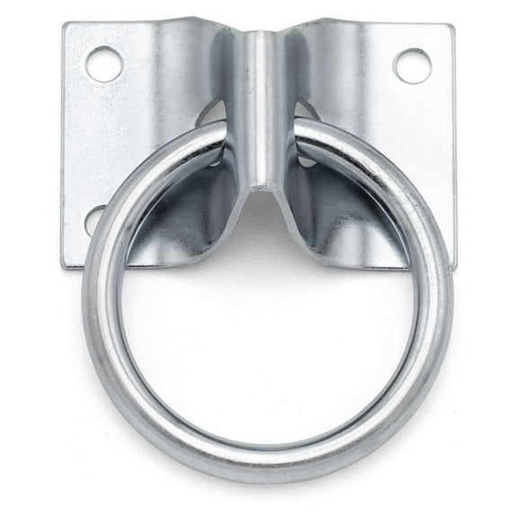 Jeffers Cross Tie Ring Zinc Plated Steel Mounting Plate with 2" Ring for Barns, Stables, Trailers Tie Down Hardware for Horses, Goats, Cattle, Pets, Rope, Lead, Halter, Bucket, Hook Use