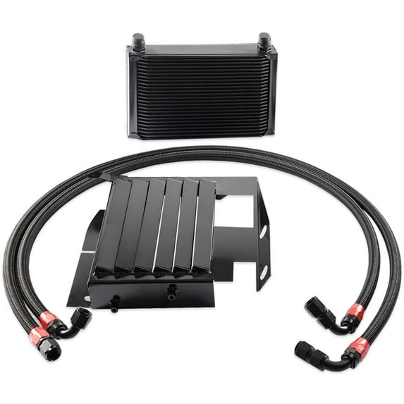 CROSSDESIGN 25 Row Aluminum Engine Transmission Oil Cooler Kit Fit for BMW 335 e90 / e92 n54 Black