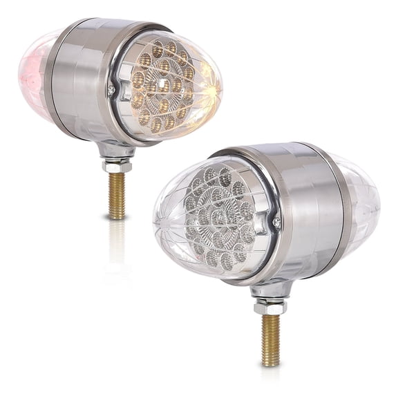 CROSSDESIGN 2PCS 17 LED Dual Function Watermelon Double Face Light Amber Red LED Clear