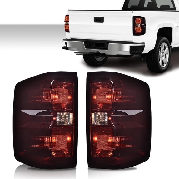 CROSSDESIGN 2X Smoke Rear Tail Light Brake Lamp w/ Wiring Harness Fit for 2014-2019 Chevy Silverado 1500