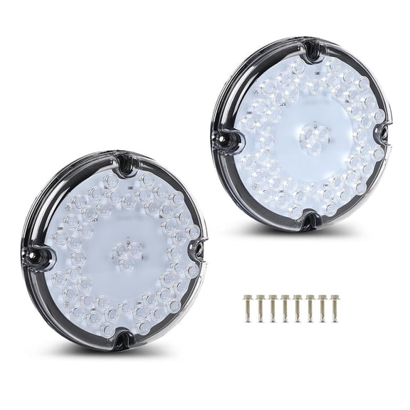 CROSSDESIGN 2pc 7" Round White LED Back-up Reverse Tail Light Fit for School Bus Transit Vehicle