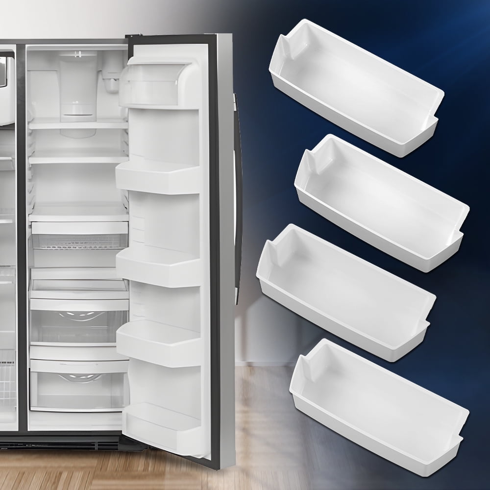 CROSSDESIGN 4 Packs White Shelf Bin Replacement Fit for Kenmore Whirlpool Refrigerator 218717
