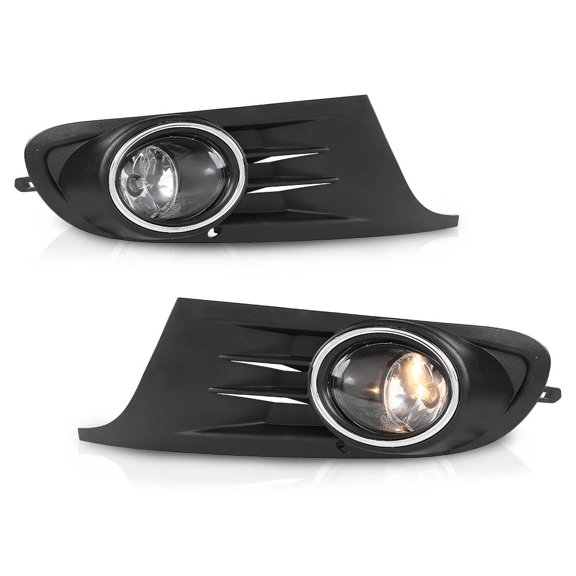 CROSSDESIGN Bezel Fog Light Kit Fit for 2010-2014 MK6 Golf/TDI Jetta Sportwagen Chrome Black