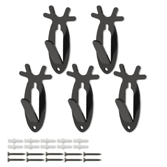 CROSSDESIGN Black 5pcs European Mount Skull Wall Hanger Hook Deer Antelope Antler Style