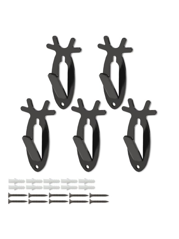 Black 5pcs European Mount Skull Wall Hanger Hook Deer Antelope Antler Style