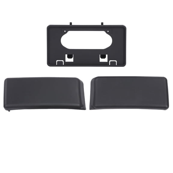 CROSSDESIGN Black Front Bumper Guards Pads & License Plate Frame Bracket Fit for 2009-2014 Ford F150