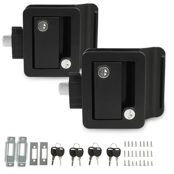 CROSSDESIGN Black RV Paddle Entry Door Lock Latch Handle Knob Deadbolt NEW Camper Trailer 2pcs
