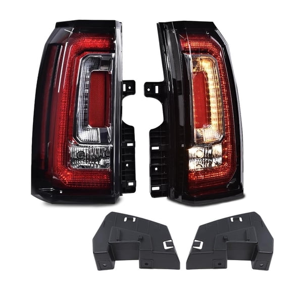 CROSSDESIGN Black LED Tail Light Left & Right Passenger and Driver Side Rear Brake Stop Fit for 2015-2018 GMC Yukon