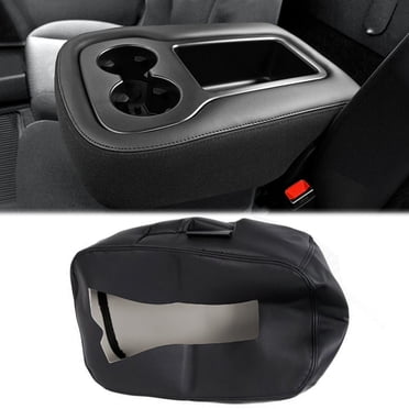 Center Console Lid Armrest Cover – Black Leather, Fit 07-14 Chevy Silverado GMC Sierra