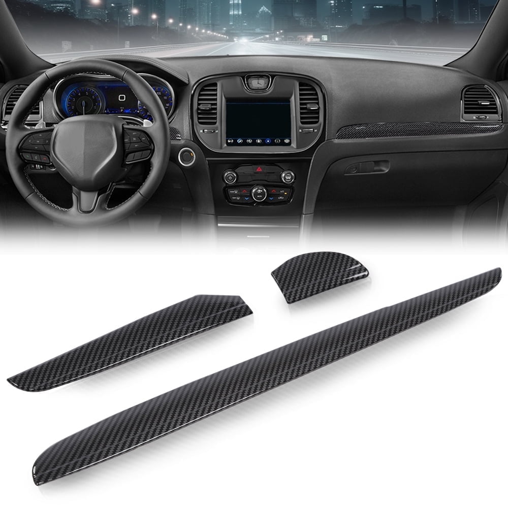 CROSSDESIGN Central Control Dashboard Cover Trim Bezels Carbon fiber Fit for 2011 2023 Chrysler 300