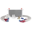 thumbnail image 1 of CROSSDESIGN 19 Row AN10 Universal Engine Transmission Oil Cooler Kit with Filter Adaptor Hose End Silver, 1 of 12