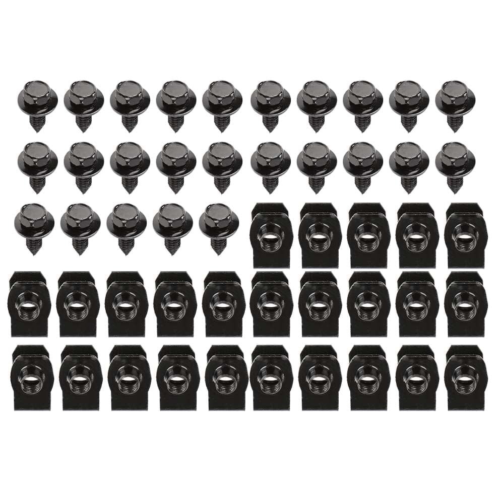 Kit De 40 Boulons D'aile (pare-boue) + écrous En U - 5/16-18 X 7/8", Noirs, Pour Fixation Universelle