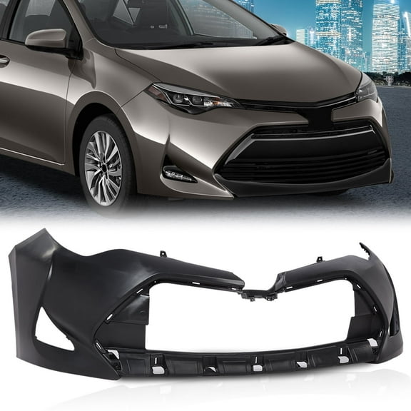 CROSSDESIGN Front Bumper Cover Primered Fit for Toyota Corolla 2017-2019/Sedan (4-Door) CE, L, LE & XLE Models Only