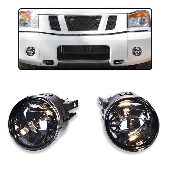 CROSSDESIGN Front Bumper Fog Light+Bulbs Fit for Nissan Armada 2005-2008/Nissan Titan 2004-2010 Fog Lamps