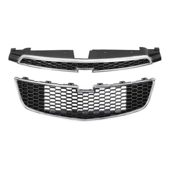 CROSSDESIGN Front Bumper Upper & Lower Grille Set Grill Fit for 2011-2014 Chevy Cruze