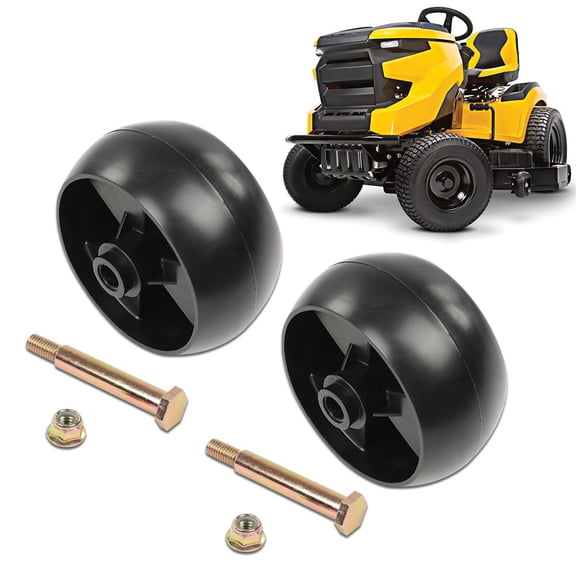 CROSSDESIGN Front Deck Wheels Kit Mower Deck Wheel 2pcs w/Bolt Locknut Fits MTD Cub Cadet Troy Bilt Bolens Black