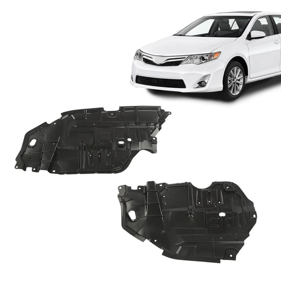 CROSSDESIGN Front Engine Splash Shield Fit for Toyota Camry 2012-2014 Under Lower Engine Splash Guard Pair Set Driver and Passenger Side