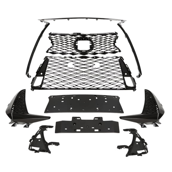 CROSSDESIGN Front Grille Grill Glossy Black Fit for Lexus IS250 IS350 F Sport 2017-2022