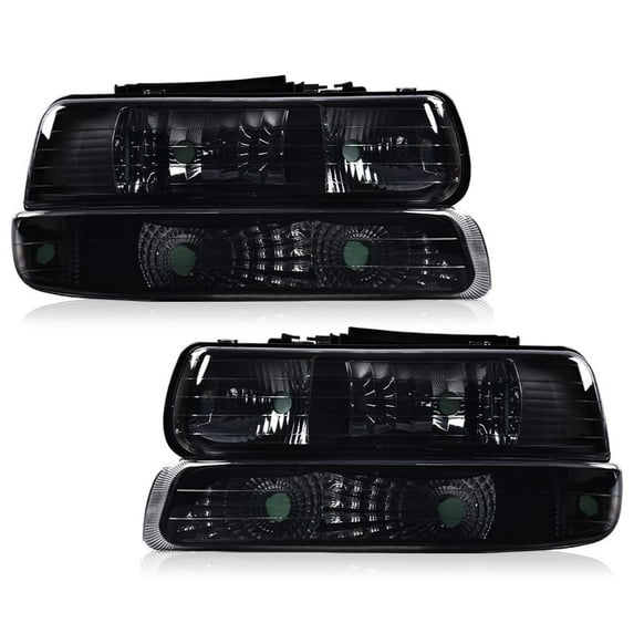 CROSSDESIGN Headlights Assembly Headlamps Fit for Chevy Silverado 1999-2002/Suburban Tahoe 2000-2006