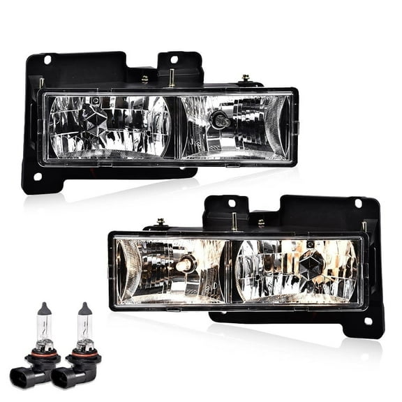 CROSSDESIGN Headlights Assembly Headlamps Fit for GMC C/K 1500 2500 Sierra Yukon Suburban 1994-1998