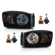 CROSSDESIGN Headlights Chrome Bezel Pair Set Fit for Dodge Ram 1500 2500 3500 2006-2009 Headlamps