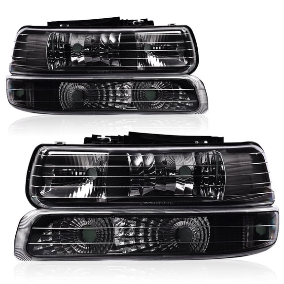 CROSSDESIGN Headlights Fit for Chevy Silverado 1999-2002/Suburban 2000-2006 Headlamps