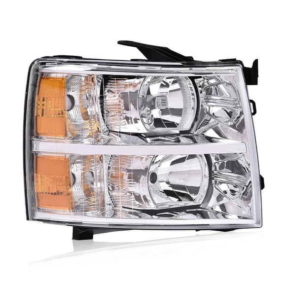 CROSSDESIGN Headlight Lamp Chrome Housing Amber Corner Right Fit for 2007-2014 Chevy Silverado