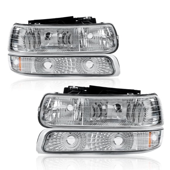 CROSSDESIGN Headlights Headlamps Fit for Chevy Silverado 1999-2002/Suburban 2000-2006