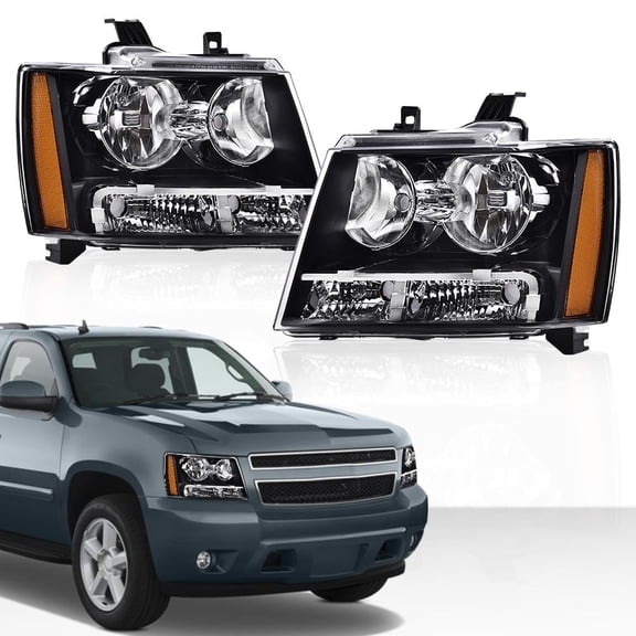 CROSSDESIGN Headlights Headlamps Fit for Chevy Tahoe Suburban Avalanche 2007-2014