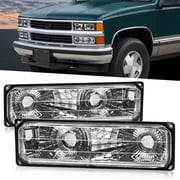 CROSSDESIGN Headlights Headlamps Fit for GMC C/K 1500 2500 Sierra Yukon Suburban 1994-1998