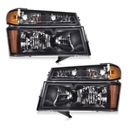 CROSSDESIGN Headlights W/o Bulb Factory Style Chrome Housing Assembly Fit for GMC Canyon/Chevy Colorado 2004-2012