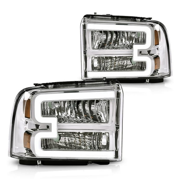 CROSSDESIGN LED DRL Headlights Assembly Headlamps Fit for Ford F250 F350 F450 F550 Super Duty 2005-2007
