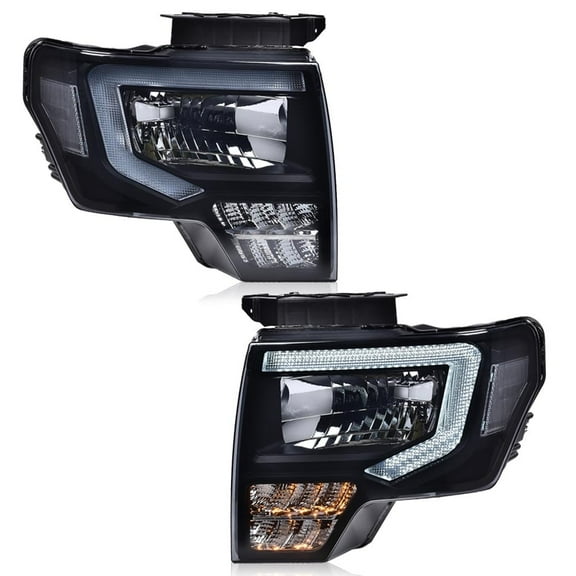 CROSSDESIGN LED DRL Headlights Headlamps Fit for Ford F150 2009-2014