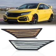 CROSSDESIGN LED Side Marker Lights Switchback Signal Lamp Fit for Honda Civic 2016-2021