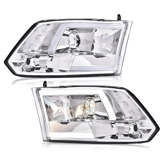 CROSSDESIGN LED Tube Projector Headlights Fit for Dodge Ram 1500 2500 3500 2009-2012 Headlamps