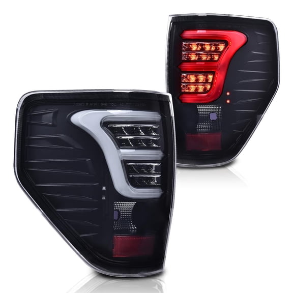 CROSSDESIGN Pair LED Rear Tail Light Brake Parking Lamps Smoke Lens Fit for 2009-2014 Ford F-150