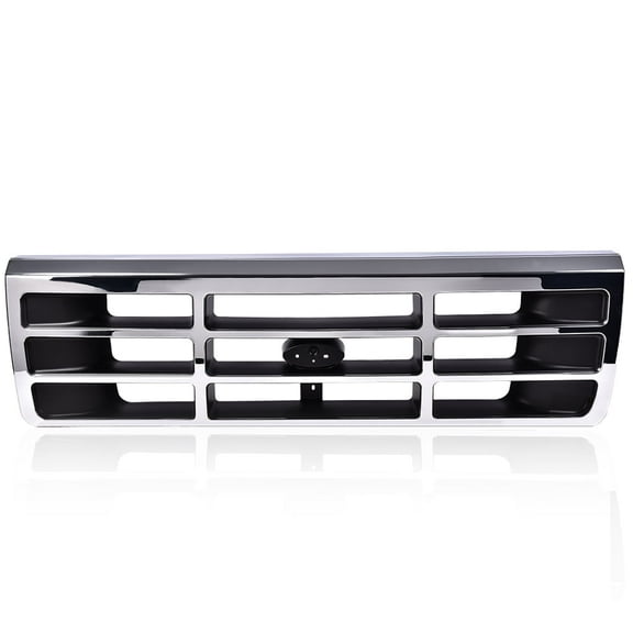 CROSSDESIGN Platinum Chrome Grille Grill w/Emblem Fit for Ford F250 F350 1992-1997