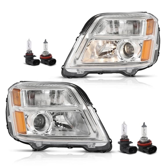 CROSSDESIGN Projector Headlights Assembly Left & Right Side w/Bulbs Fit for GMC Terrain (submodel: SLE, SLT) 4-Door Sport Utility 2010-2015 (Not Fit for Denali Models)