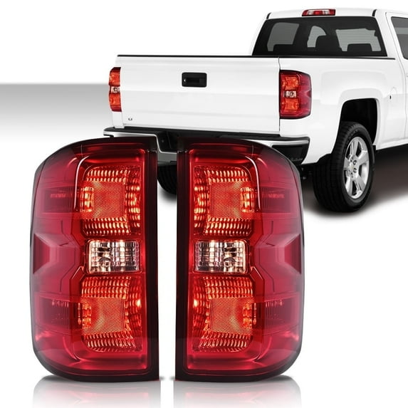 CROSSDESIGN Rear Tail Light Brake Light Lamp W/Wiring Harness Red Lens Fit for 2014-2019 Silverado