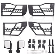 باب أنبوبي CROSSDESIGN، متوافق مع أبواب أنبوبية جانبية أمامية وخلفية لسيارة Jeep Wrangler JK موديلات 2007-2018 ومرايا جانبية