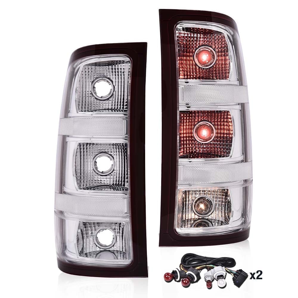 CROSSDESIGN Tail Lights Lamps Left+Right Fit for 2007-2014 Chevy Silverado Pickup