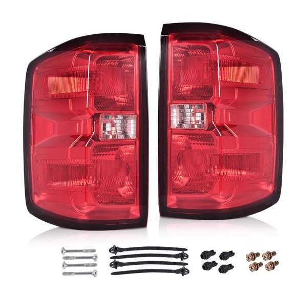 CROSSDESIGN Tail Lights Brake Lamp W/ Wiring Harness Fit for 2014-2019 Chevy Silverado