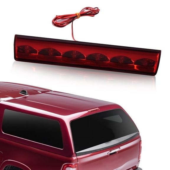 CROSSDESIGN LED Third 3rd Brake Light Fit for Truck Cap Topper Leer Are Century LED Recessed 3rd Brake Lamp Red Lens Chrome Housing