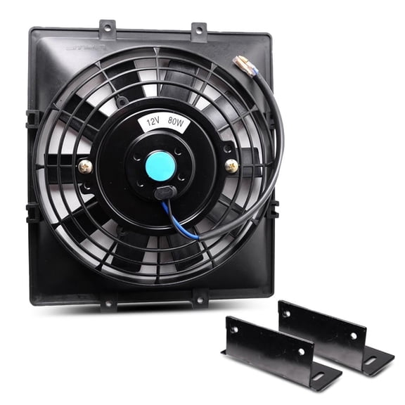 CROSSDESIGN Universal 7" Slim Pull Push Engine Oil Cooler Radiator Cooling Fan 12V 80W Mount Kit