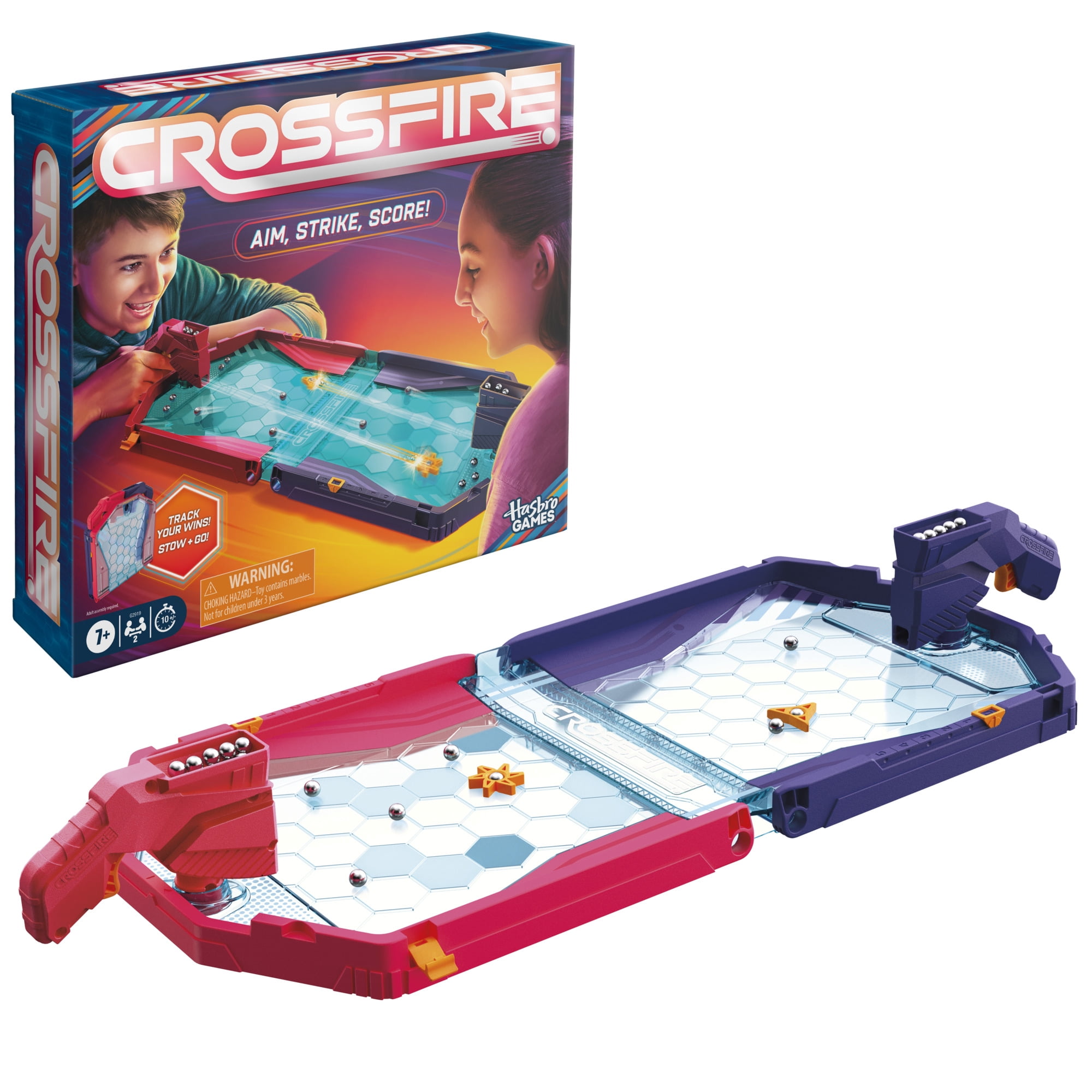 Hasbro Crossfire Game, Indoor Blaster Action for Kids, Family Board Games for 2 Players, Ages 7+