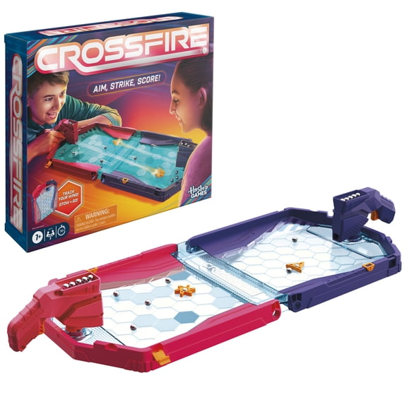 Hasbro Crossfire Game, Indoor Blaster Action for Kids, Family Board Games for 2 Players, Ages 7+