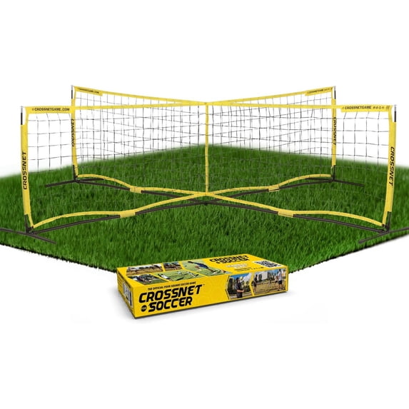 CROSSNET Four Square Soccer Game - Outdoor Sport Games for Adults and Family - Soccer Tennis Nets for Backyard & Parks - Quick Assemble and Portable - Training Soccer Equipment for Kids and Adults