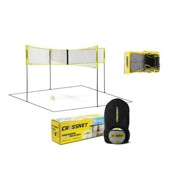 CROSSNET Four Square Team Single and Doubles Volleyball Net Game Play Set