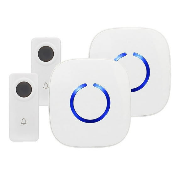 CROSSPOINT Expandable Wireless Doorbell Alert System, Multi-Unit Base Starter Kit includes 2 x Long Range Plug in Receivers and 2 x 100% Waterproof Transmitter Buttons, Model ECBase, White